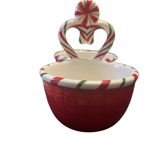 Fitz & Floyd Sugar Coated Christmas Two (2) Section Divided Candy / Dip  Bowl - Picture 2 of 8
